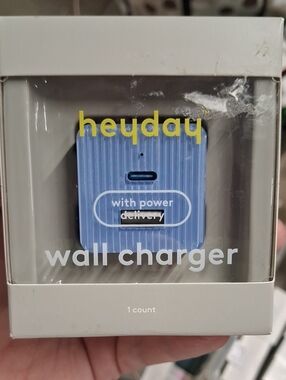 heyday Light Blue USB-C Wall Charger with USB-A Port